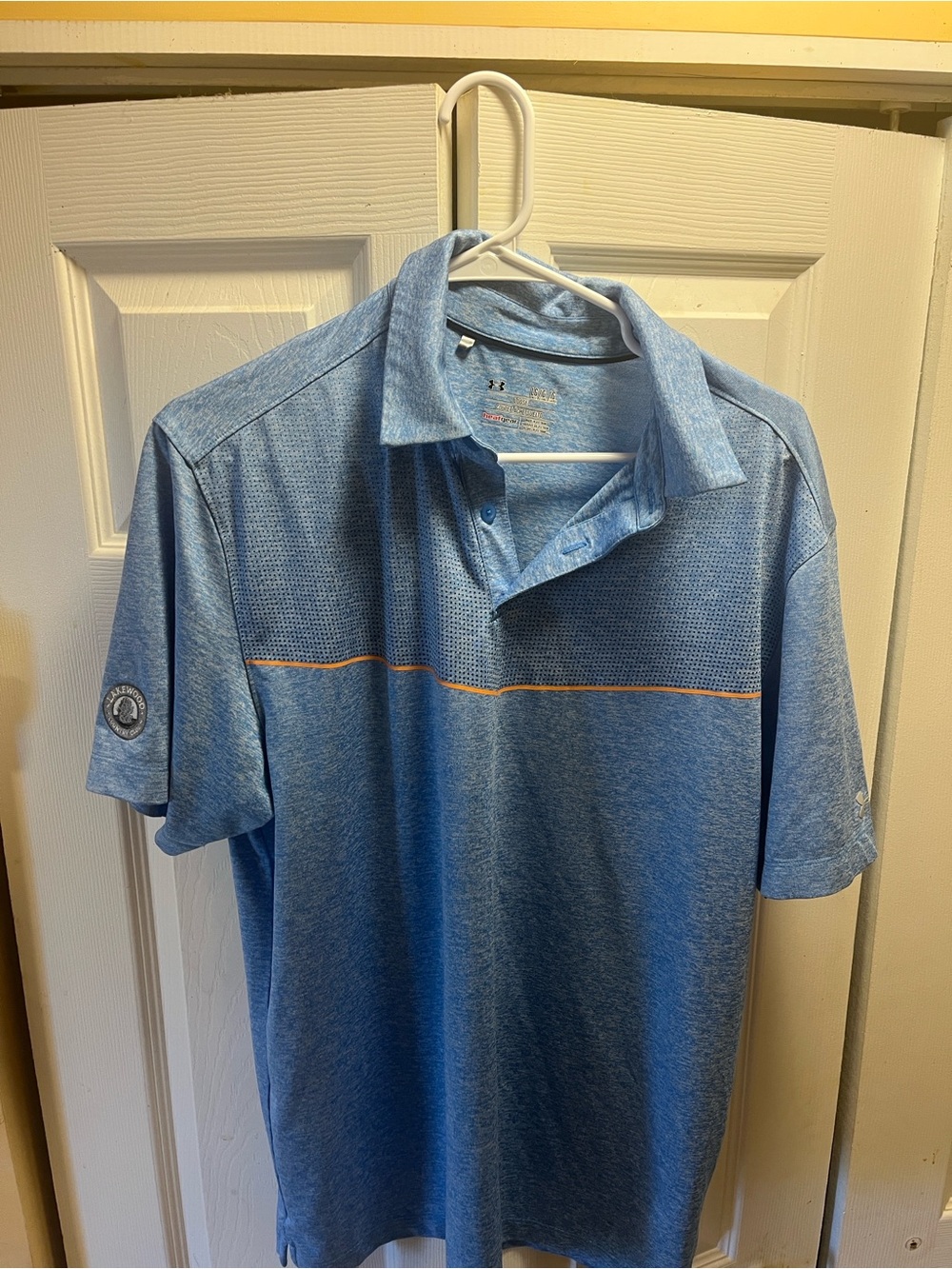 Under Armour Light Blue Polo with Orange Accent